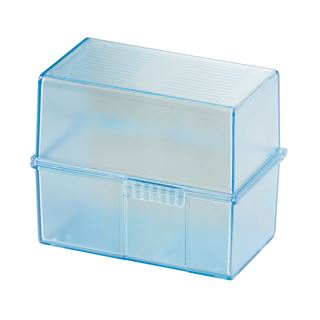 HAN A8 Karteikasten DIN A8 f&uuml;r 300 Karteikarten blau-transparent