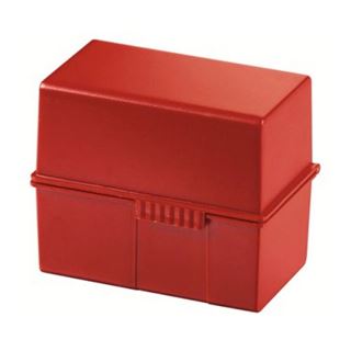 HAN A6 Karteikasten DIN A6 f&uuml;r 400 Karteikarten rot mit Deckel