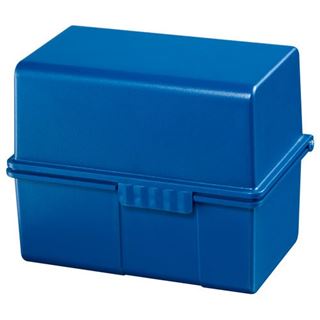 HAN A8 Karteikasten DIN A8 f&uuml;r 200 Karteikarten blau mit Deckel