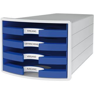 HAN Schubladenbox Impuls blau 1013-14, DIN C4 mit 4 Schubladen