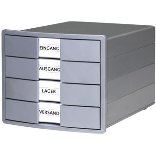 HAN Schubladenbox KARMA grau 10128-18, DIN C4 mit 4 Schubladen