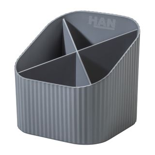 HAN Stiftehalter KARMA grau Polystyrol 4 F&auml;cher 11,1 x 11,1 x