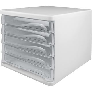 helit Schubladenbox transparent H6129902, DIN A4 mit 5 Schubladen