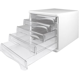 helit Schubladenbox transparent H6129902, DIN A4 mit 5 Schubladen