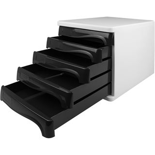 helit Schubladenbox schwarz H6129998, DIN A4 mit 5 Schubladen