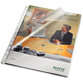 LEITZ 100 Prospekth&uuml;llen 4780 DIN A4 transparent genarbt 0,13 mm