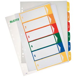 LEITZ Ordnerregister 1292 Vollformat, &Uuml;berbreite 1-6 farbig