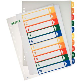 LEITZ Ordnerregister 1293 Vollformat, &Uuml;berbreite 1-10 farbig
