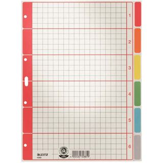 LEITZ Ordnerregister Vollformat 1-6 grau, farbig 6-teilig, 1 Satz