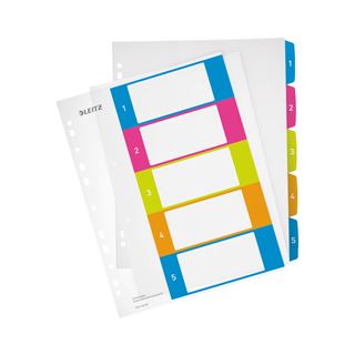 LEITZ Ordnerregister WOW Vollformat, &Uuml;berbreite 1-5 farbig