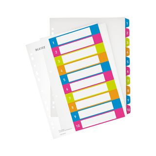 LEITZ Ordnerregister WOW Vollformat, &Uuml;berbreite 1-10 farbig