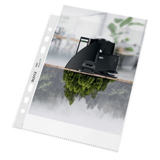 LEITZ 25 Prospekth&uuml;llen recycle 4002 DIN A5 transparent genarbt