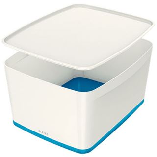LEITZ MyBox Aufbewahrungsbox 18,0 l perlwei&szlig;/blau 38,5 x 31,8 x
