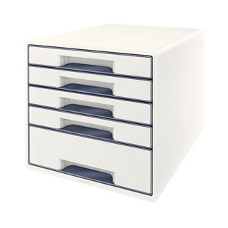 LEITZ Schubladenbox WOW Cube perlwei&szlig;/grau 52142001, DIN A4 mit