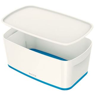 LEITZ MyBox Aufbewahrungsbox 5,0 l perlwei&szlig;/blau 31,8 x 19,1 x