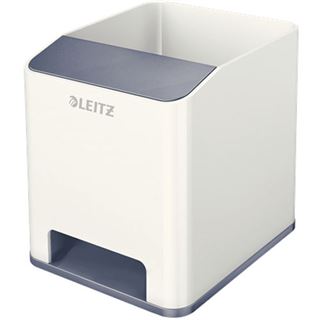 LEITZ Stiftehalter WOW Duo Colour perlwei&szlig;/grau Polystyrol 2