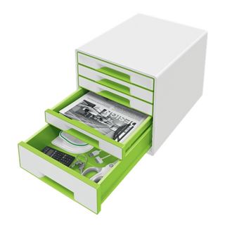 LEITZ Schubladenbox WOW Cube perlwei&szlig;/gr&uuml;n 52142054, DIN