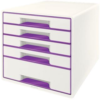 LEITZ Schubladenbox WOW Cube perlwei&szlig;/violett 52142062, DIN A4