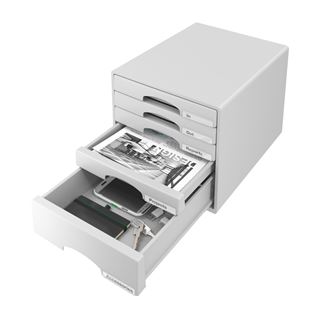 LEITZ Schubladenbox Plus grau 52110085, DIN A4 mit 5 Schubladen