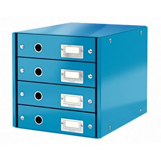 LEITZ Schubladenbox Click & Store blau 60490036, DIN A4 mit 4