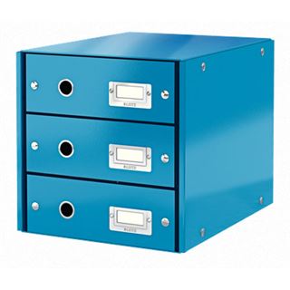 LEITZ Schubladenbox Click & Store blau 60480036, DIN A4 mit 3