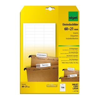 SIGEL 156 Beschriftungsschilder f&uuml;r H&auml;ngeregister wei&szlig;