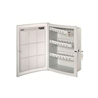 HAN INDEX Schl&uuml;sselkasten grau mit 63 Haken Zylinderschloss