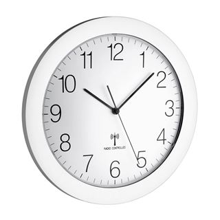 TFA&reg; Funkwanduhr 60.3512.02 wei&szlig; silber Kunststoff,