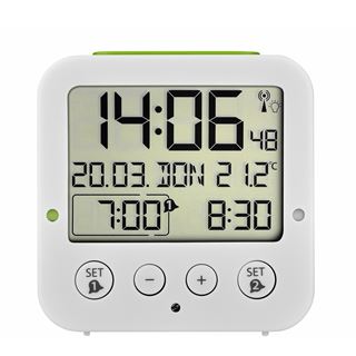 TFA&reg; digitaler Funkwecker BINGO wei&szlig; Kunststoff