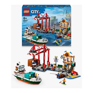 LEGO City 60422 Hafen mit Frachtschiff, Spielzeug-Schiff mit