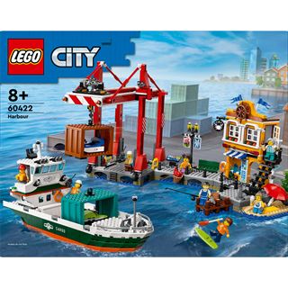 LEGO City 60422 Hafen mit Frachtschiff, Spielzeug-Schiff mit