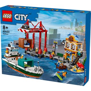 LEGO City 60422 Hafen mit Frachtschiff, Spielzeug-Schiff mit