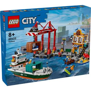 LEGO City 60422 Hafen mit Frachtschiff, Spielzeug-Schiff mit