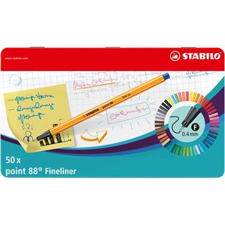 STABILO point 88 Fineliner farbsortiert 0,4 mm, 50 St.