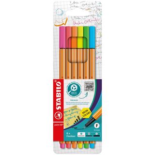 STABILO point 88 NEON Fineliner farbsortiert 0,4 mm, 6 St.