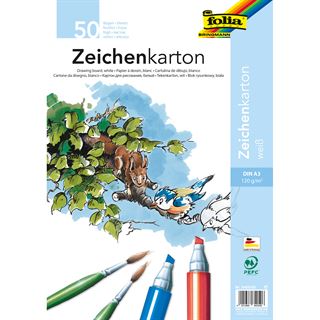 folia Tonpapier Zeichenkarton wei&szlig; 120 g/qm 25 Blatt