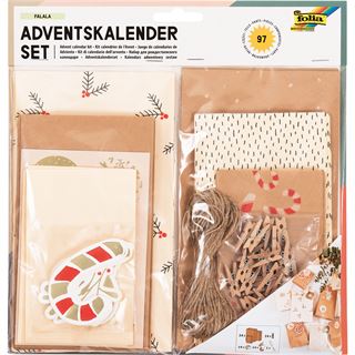 folia Adventskalender Falala weiß, natur, gold