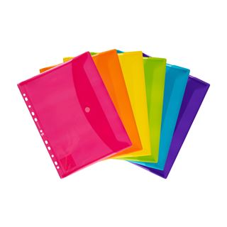 OXFORD 6 Dokumententaschen DIN A4 farbsortiert blendfrei 0,20 mm
