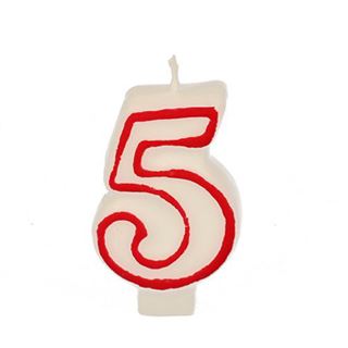 PAPSTAR Zahlenkerzen 5 wei&szlig;, rot