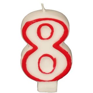 PAPSTAR Zahlenkerzen 8 wei&szlig;, rot
