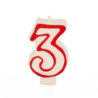 PAPSTAR Zahlenkerzen 3 wei&szlig;, rot