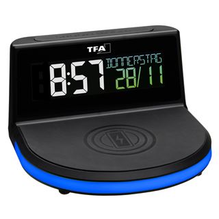 TFA digitaler Wecker schwarz Kunststoff 136,0 x 126,0 mm