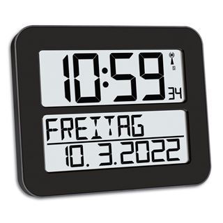 TFA digitale Funkwanduhr 60.4512.01 schwarz Kunststoff 25,8 x 21,2 cm