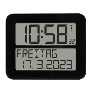 TFA digitale Funkwanduhr 60.4512.01 schwarz Kunststoff 25,8 x 21,2 cm