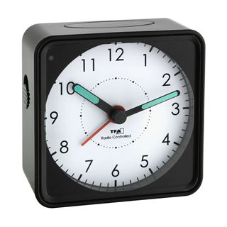 TFA Funkwecker Picco wei&szlig; schwarz Kunststoff 7,5 x 7,5 cm