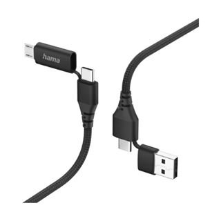 Hama Kabel 00201537 4in1 USB-A Micro-B USB-C Schwarz