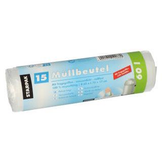 PAPSTAR Müllbeutel 60,0 l transparent 12,0 µm, 15 St.