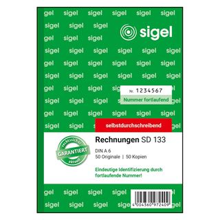SIGEL Rechnung mit fortlaufenden Nummern Formularbuch SD133