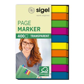 SIGEL TRANSPARENT Haftmarker farbsortiert 10x 40 Streifen