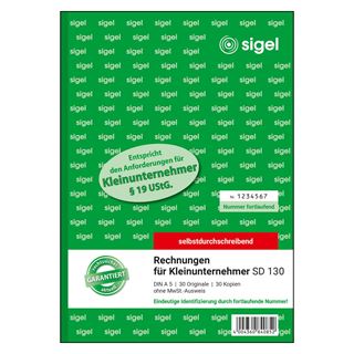 SIGEL Rechnung f&uuml;r Kleinunternehmer mit fortlaufenden Nummern